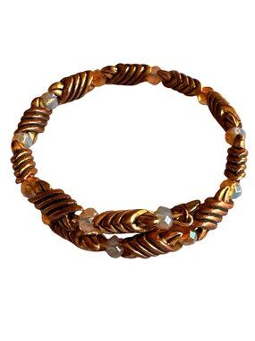 Vintage Alex and Ani 66 Sixty-Six Beaded Coil Bracelet Energy Tech Adjustable